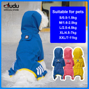 DUDU Pet Puppy Dog Raincoat Hooded Slicker Poncho with Reflective Strap