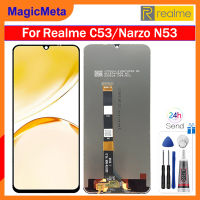 MagicMeta หน้าจอ LCD 6.74นิ้วของแท้สำหรับ Realme C53 RMX3760/Realme นาร์โซ RMX3761 N53จอแสดงผล LCD แบบสัมผัสหน้าจอชุดประกอบดิจิไทเซอร์สำหรับ Realme C53 Realme N53จอแสดงผลแบบนาร์โซ