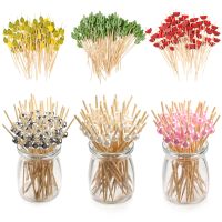 100Pcs 12cm Toothpick Colorful Cocktail Food Skewer Picks Fruit Snack Fork Wedding Supplies