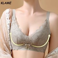 KLAME เซ็กซี่ V คอ Latex Bra เซ็กซี่ AC ถ้วยลูกไม้ Bralette สำหรับผู้หญิงหน้าอกเล็กแสดง Big Push Up Brassiere ไม่มีแหวนเหล็ก U-รูปร่างความงามกลับชุดชั้นในชุดชุดชั้นในหญิง KLM192