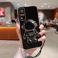 Astronaut Fold Stand For VIVO Y53S 4G Y51 Y31 2020 Phone Case With Lanyard Luxury Plating Cover