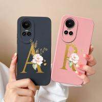 เคสสำหรับ Oppo Reno10 5G CPH2531ตัวอักษรดอกไม้สุดหรูกันกระแทกด้วยกล้องตัวอักษรปลอกซิลิโคนเหลวกรอบเคสกันกระแทกสำหรับ Oppo Reno10 Pro เคสโทรศัพท์บ้าน