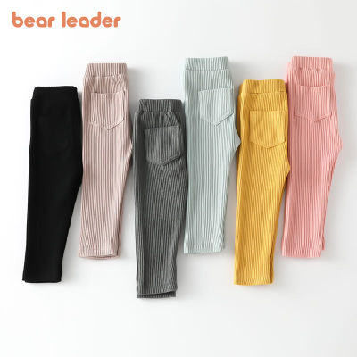 Bear Leader กางเกงเลกกิ้งผ้าคอตตอนสำหรับเด็ก,กางเกงขายาวเอวสูงแฟชั่นสำหรับเด็กผู้หญิงเด็กผู้ชายสำหรับฤดูใบไม้ผลิฤดูใบไม้ร่วง