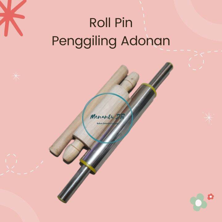 Roll Pin Kayu dan Roll Pin Stainless Alat Penggiling Adonan Lazada