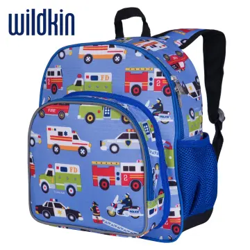 Wildkin Pack N Snack Backpack Olive Kids Trains Planes Trucks