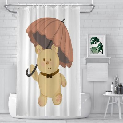 Ruth the Bear Umbrella Bathroom Shower Curtains Teddy Bear Waterproof Partition Curtain Designed Home Decor Accessories