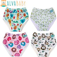 Alvabababy กางเกงฝึกขับถ่ายซักได้พิมพ์ลายกางเกงในสุนัขตัวผู้แบบนำกลับมาใช้ใหม่ได้