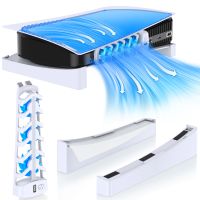 White For PS5 Console Horizontal Stand With LED Light Base Holder Dock Station For Playstation 5 Disc Edition/PS5 Digital Editions