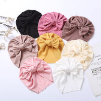 8PcsLot Solid Ribbed Baby Turban Winter Hat Cap Newborn Boy Girl Headwrap Infant Birthday Gift Fashion Bowknot Hair Accessories