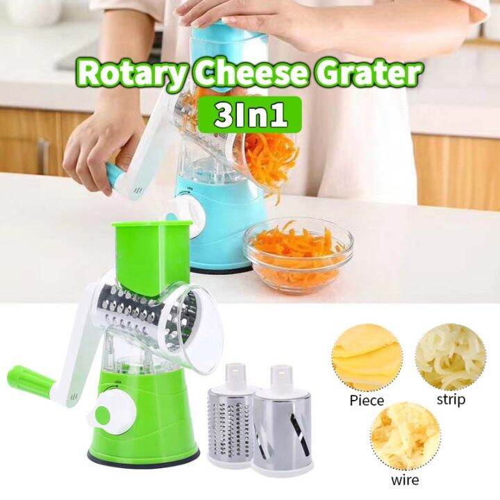 Ourokhome Manual Rotary Cheese Grater - Round Tumbling Box Shredder for  Vegetable, Nuts, Potato with Peeler and Brush (Red) 