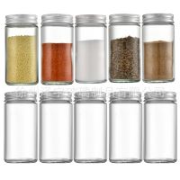 hotx【DT】 10PCS Glass seasoning jar round sprinkling kitchen pepper shaker salt