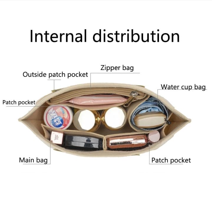 กระเป๋าสอดสักหลาดใส่ได้พอดีกับกระเป๋าผ้าซับในกระเป๋าถือ-longchamp-ผ้าสักหลาดรองรับกระเป๋าเครื่องสำอางพกพาสำหรับการเดินทางกระเป๋าจัดระเบียบ