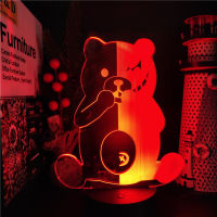 Monokuma อะนิเมะรูป Danganronpa ไฟในคืน3D LED L Ampara รูปการกระทำเด็กของเล่นแสงภาพเด็กของขวัญตกแต่งบ้าน