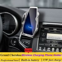 สำหรับที่วางโทรศัพท์-2018 Grand Cherokee ที่ชาร์จแบบไร้สาย Mobil Jip โทรศัพท์มือถือแท่นยึดเครื่องนำทาง GPS รองรับ360