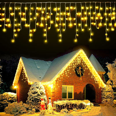 220V Holiday Light Icicle Curtain Lights LED String Light Outdoor Wedding Decoration Garland Garden Decor Fairy Street Light