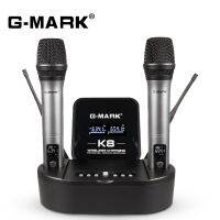 ตัวรับสัญญาณพร้อมแบตเตอรี่ลิเธียมไมโครโฟนคาราโอเกะ UHF K8 G-MARK ไมโครโฟนไร้สายทำงาน5ชั่วโมงสำหรับงานปาร์ตี้เวทีโบสถ์โรงเรียน