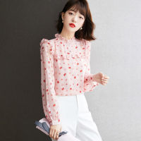 In High Quality Floral Shirt Womens Design Sense Long Sleeve Fairy Top Shirt