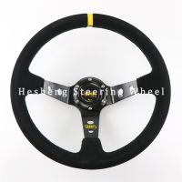 OMP 14 350MM Steering Wheel Racing SIM JDM Sports Artificial Velvety Leather Car For Audi BMW Toyota Honda VW Universal