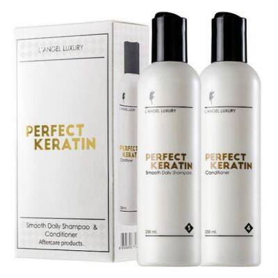 LANGEL Perfect Keratin เพอร์เฟ็ค เคราติน 258 ml. x2 ขวด (แชมพูเคราติน+ทรีนเม้นท์เคราติน)