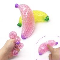 Z30 Spongy Banana Bead Stress Ball Toy Squeezable Soft Fruit Shape Sensory Adult Decompression Child Fidget Rebound Squeeze Toys Squishy Toys