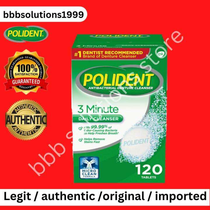 POLIDENT 3 MINUTE ANTI-BACTERIAL DENTURE CLEANSER 120 TABLETS | Lazada PH