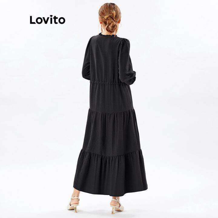 lovito-muslim-plain-plicated-stand-collar-button-front-cool-feeling-dress-l26ed039-black