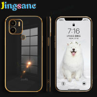 Jingsanc เคสเคลือบสำหรับ A2 Xiaomi Redmi +/A1 + เคสกันชนโลหะชุบ TPU นิ่มขอบตรงที่ Case กันกระแทกสุดหรูกับการป้องกันเลนส์แบบเต็มรูปแบบฝาหลัง A2 Xiaomi Redmi +/A1 +