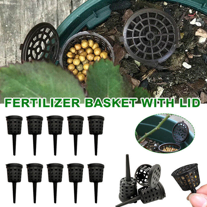 Gb 40Pcs Plastic Fertilizer Basket with Lid CorrosionResistant Garden