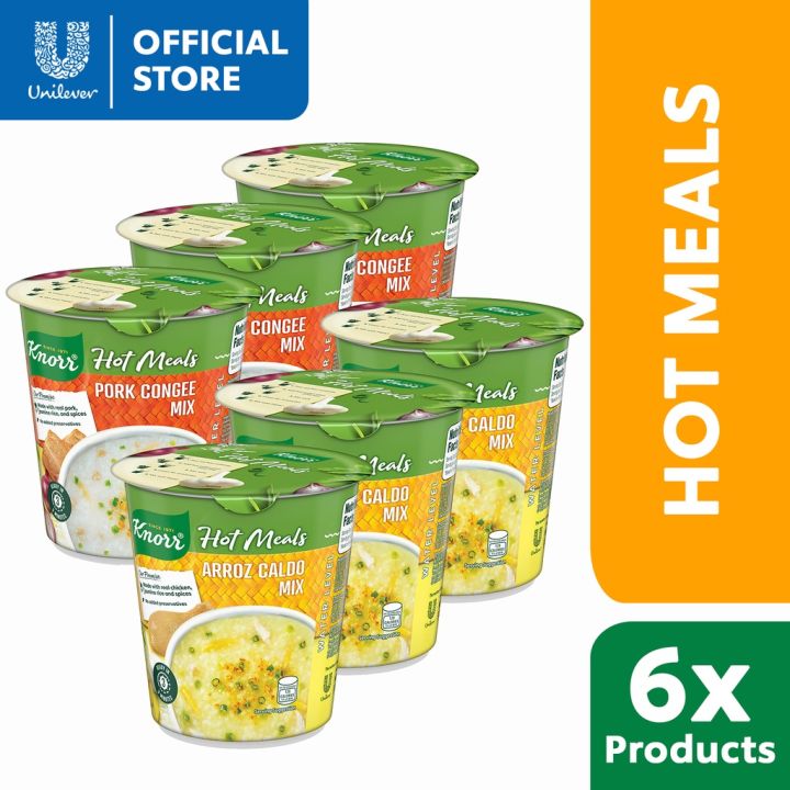 Knorr Instant Hot Meals Sampler Pack: Arroz Caldo 35g and Pork Congee