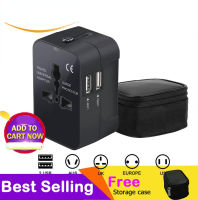 AiiTek Travel Adapter 2.1A Fast-Charging 2 USB Ports Global Converters International Wall Charger for UK/USA/EU/AUS 200 Countries Universal Plug