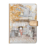 A5 Cute Creative Japanese Cat Notebook Leather Cover Planner Agenda  Color Page Binder Diary Gift School Supplies Filofax