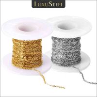 LUXUSTEEL 10เมตร/ม้วนสแตนเลสสร้อยคอยาวโรโลโซ่สีดำสร้อยคอสีเงินสำหรับจี้ทำเครื่องประดับ DIY