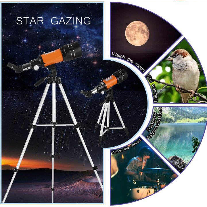 70mm-astronomical-telescope-150x-high-power-monocular-telescope-refractor-spotting-scope-with-5-24-finder-scope-tripod-moon-filter-3x-barlow-lens-for-star-gazing-bird-watching-camping