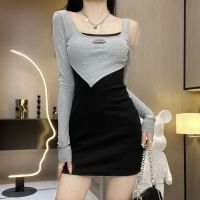 The spring and autumn period the long sleeve dress sense of cultivate ones morality show thin waist is designed spice pure wind small package buttocks short