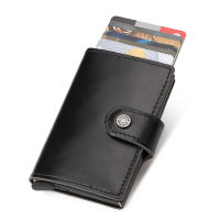 New Women Credit Card Holder Wallet Purse Metal RFID Quality Fashion Aluminium Bag Cowhide Leather Bank Cardholder Case