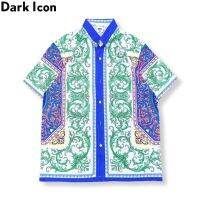 ☼ เสื้อเชิ้ตแขนสั้น พิมพ์ลาย Dark Icon สไตล์พระราชวัง เหมาะกับเดินชายหาด แฟชั่นฤดูร้อน สําหรับผู้ชาย 2023