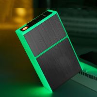 Cigarette Case With Coil Lighter Hold 84mm Cigarette Tobacco Holder USB Rechargeable Luminous Cigarette Storage Box Smoking Tool