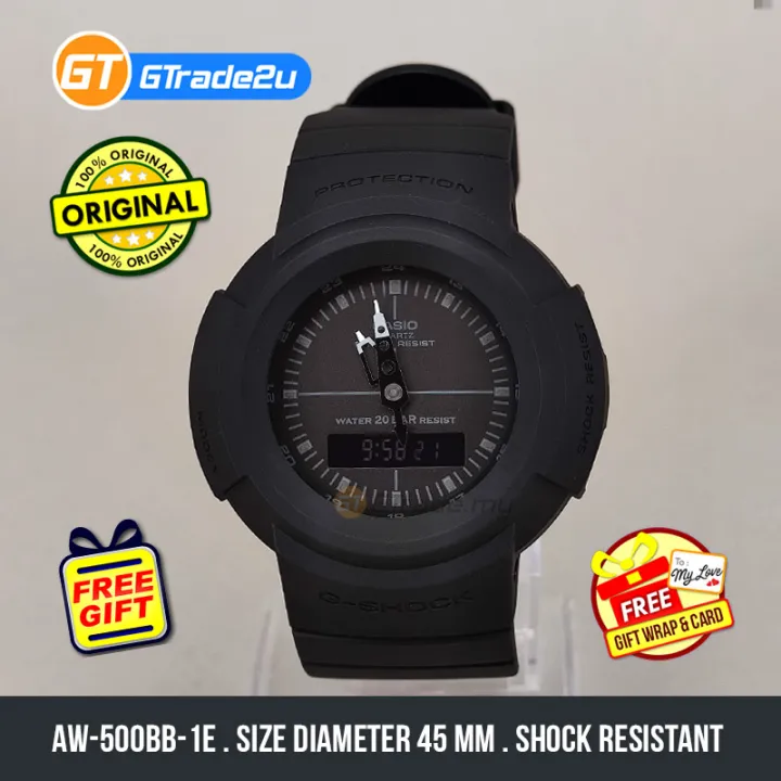 Casio G Shock Men Aw 500bb 1e Aw500bb 1e Analog Digital Classic Aw500 Watch Black Out Resin Band G Shock Watch For Man Jam Tangan Lelaki Casio Watch For Men Casio Watch