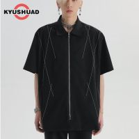 KYUSHUAD เสื้อเชิ้ตสีทึบฤดูร้อนแขนห้าส่วนผู้ชายวัยรุ่นยอดนิยมแฟชั่นขี้เกียจใหม่ทุกชุด