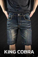 ยีนส์ขาสั้น KING COBRA รุ่น KE01 สีฟอกเข้ม MANTA DENIM เสริมกระเป๋าข้าง 2 จุด ล็อคโทรศัพท์ ผ้ายืดเยอะใส่สบาย