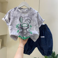 Childrens Clothing Boys Short-Sleeved Suit 2023 New Western Style Fashion Baby Summer Wear Clothes Childrens Cool Handsome Fried Street Two-Piece Suit