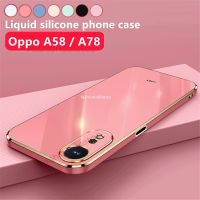 เคสสำหรับ A58 Oppo A98 A78 A17 K A17K 58 A 78 A 98 A 17 K 4G 5G 2023ชุบสี่เหลี่ยมเคสโทรศัพท์แฟชั่นคู่เลนส์กล้องซิลิโคนนิ่มกันกระแทกฝาหลัง