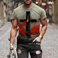 Vintage Faith 2021 summer fashion trend Mens printed crew neck slim short sleeve T-shirt