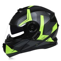 Moto Capacete De Moto หมวกกันน็อคแข่งรถสำหรับผู้ชายผู้หญิงหมวกกันน็อคสีเขียวด้านกะบังหน้าของหมวกดับเบิ้ลสุดเท่