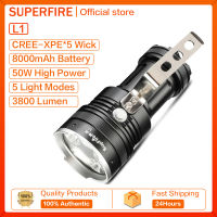 SUPERFIRE รุ่นอัพเกรด L1ไฟฉายแรงสูง,หลอด U2 5แกน,ไฟฉายพกพา LED นำเข้า