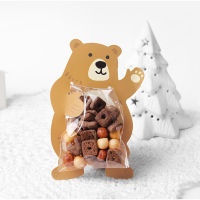 10Pcs20pcsThree-dimensional หมีน่ารัก Creative Holding Candy Cookie Bag Baking Bag Card Set