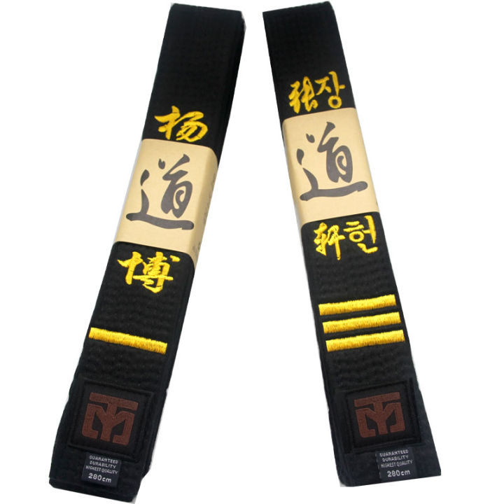ขายร้อนที่กำหนดเองผ้าฝ้ายแท้-taekwondo-เข็มขัดสีดำเย็บปักถักร้อยกว้าง5ซม-ลูกค้าต้องการเย็บปักถักร้อยชื่อคาราเต้-judo-เข็มขัด
