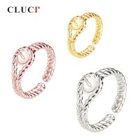 CLUCI Silver 925 Fashion Rope Ring For Pearty Women Adjustable Pearl Ring Mounting Sterling Silver Ring Jewelry SR2047SB