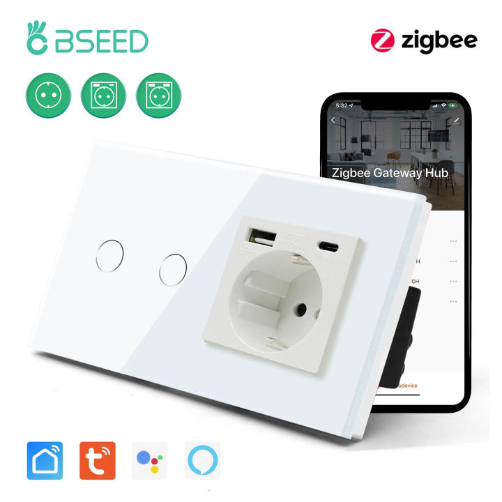 bseed-zigbee-touch-switches-123gang-1way-ไร้สาย-wifi-wall-switch-สมาร์ท-alexa-พร้อม-eu-มาตรฐาน-power-socket-outlet