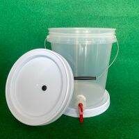 Bucket 10 L FoodGrade With Faucet ถังหมักเบียร์ ถังหมักสีใสติดก๊อก10ลิตร พร้อมเจาะรูยางใส่ Airlock ฝาล็อค2 ชั้นพร้อมก๊อกอากาศไม่เข้า100%กว้างยาว22.5 สูง 29.8 CM